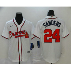 Atlanta Braves #24 Deion Sanders White Stitched Cool Base Jersey