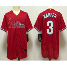Philadelphia Phillies #3 Bryce Harper Red Stitched Flex Base Jersey