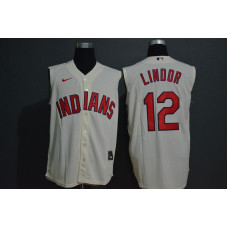 Cleveland Indians #12 Francisco Lindor Cream 2020 Cool and Refreshing Sleeveless Fan Stitched Jersey