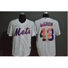 New York Mets #48 Jacob deGrom White Team Logo Stitched Cool Base Jersey