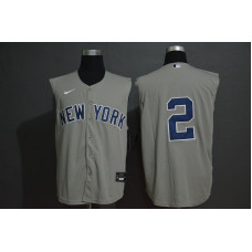 New York Yankees #2 Derek Jeter Gray 2020 Cool and Refreshing Sleeveless Fan Stitched Jersey