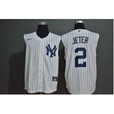 New York Yankees #2 Derek Jeter White 2020 Cool and Refreshing Sleeveless Fan Stitched Jersey