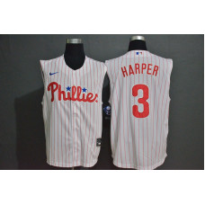 Philadelphia Phillies #3 Bryce Harper White Pinstripe 2020 Cool and Refreshing Sleeveless Fan Stitched Jersey