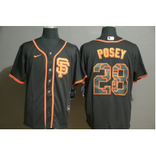 San Francisco Giants #28 Buster Posey Black White Team Logo Stitched Cool Base Jersey