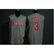 Philadelphia Phillies #3 Bryce Harper Gray 2020 Cool and Refreshing Sleeveless Fan Stitched Jersey