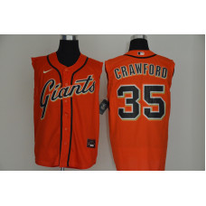 San Francisco Giants #35 Brandon Crawford Orange 2020 Cool and Refreshing Sleeveless Fan Stitched Jersey