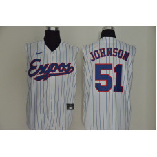 Montreal Expos #51 Randy Johnson White Cooperstown Collection 2020 Cool and Refreshing Sleeveless Fan Stitched Jersey