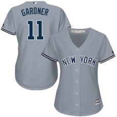 Women's New York Yankees #11 Brett Gardner Authentic Gray Road Jersey