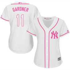 Women's New York Yankees #11 Brett Gardner Authentic White Fashion Cool Base Jersey