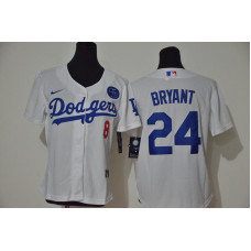 Youth Los Angeles Dodgers #24 Kobe Bryant White KB Patch Stitched Cool Base Jersey