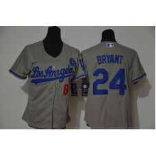 Youth Los Angeles Dodgers #24 Kobe Bryant Gray KB Patch Stitched Cool Base Jersey