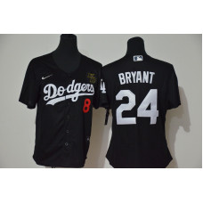 Women's Los Angeles Dodgers #24 Kobe Bryant Black KB Patch Stitched Cool Base Jersey