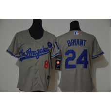 Women's Los Angeles Dodgers #24 Kobe Bryant Gray KB Patch Stitched Cool Base Jersey