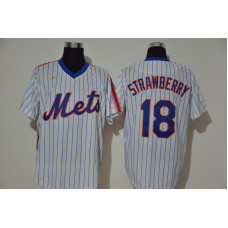 New York Mets #18 Darryl Strawberry White Throwback Cooperstown Stitched Cool Base Jersey