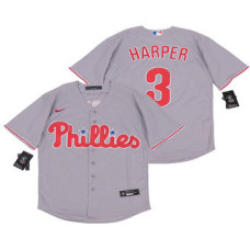 Philadelphia Phillies #3 Bryce Harper Gray Stitched Cool Base Jersey