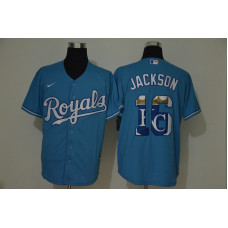 Kansas City Royals #16 Bo Jackson Light Blue Team Logo Stitched Cool Base Jersey