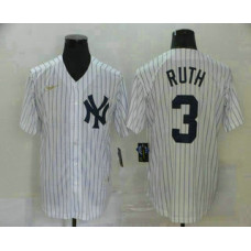 New York Yankees #3 Babe Ruth White Throwback Stitched Cool Base Jersey