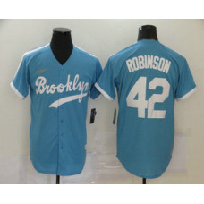Los Angeles Dodgers #42 Jackie Robinson Light Blue Stitched Cool Base Cooperstown Collection Jersey