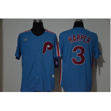 Philadelphia Phillies #3 Bryce Harper Light Blue Cooperstown Collection Stitched Jersey