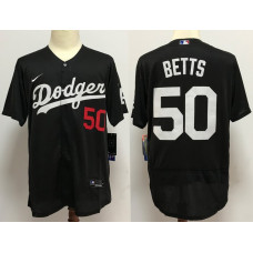 Los Angeles Dodgers #50 Mookie Betts Black Stitched Flex Base Jersey