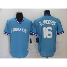 Kansas City Royals #16 Bo Jackson Light Blue Pullover Cool Base Cooperstown Collection Jersey