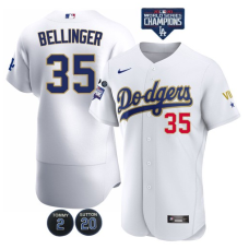 Los Angeles Dodgers #35 Cody Bellinger White Gold Championship Flex Base Sttiched Jersey