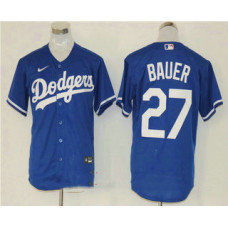 Los Angeles Dodgers #27 Trevor Bauer Blue Stitched Cool Base Jersey