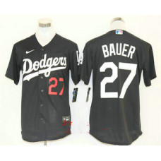 Los Angeles Dodgers #27 Trevor Bauer Black Stitched Cool Base Jersey