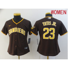 Women's San Diego Padres 23 Tatis jr brown Game 2021 Jersey