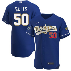 Los Angeles Dodgers #50 Mookie Betts Royal Blue Championship Flex Base Sttiched Jersey