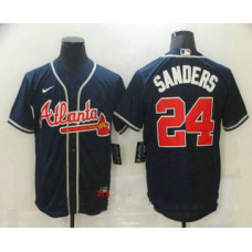Atlanta Braves #24 Deion Sanders Navy Blue Stitched Cool Base Jersey