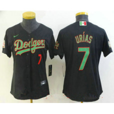 Women's los angeles dodgers #7 julio urias black green mexico 2020 world series stitched mlb jersey