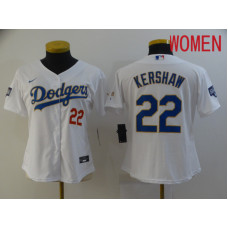 Women's Los Angeles Dodgers 22 Kershaw White Game 2021 Jersey