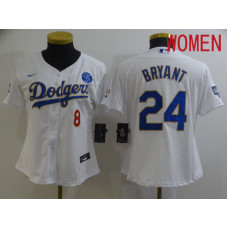 Women's Los Angeles Dodgers 24 Bryant White Game 2021 Jersey