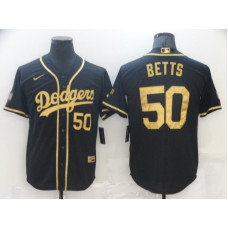 Los Angeles Dodgers #50 Mookie Betts Black Gold Stitched Cool Base Jersey