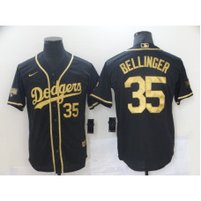 Los Angeles Dodgers #35 Cody Bellinger Black Gold Stitched Cool Base Jersey