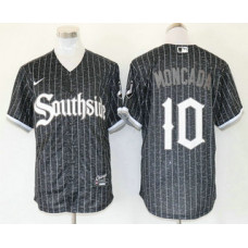Chicago White Sox #10 Yoan Moncada Black 2021 City Connect Stitched Cool Base Jersey