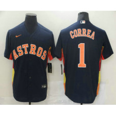 Houston Astros #1 Carlos Correa Navy Blue Stitched Cool Base Jersey