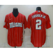 Miami Marlins #2 Jazz Chisholm Jr. Red 2021 City Connect Stitched Cool Base Jersey