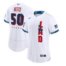 Los Angeles Dodgers #50 Mookie Betts 2021 White All-Star Flex Base Stitched Jersey