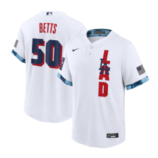 Los Angeles Dodgers #50 Mookie Betts 2021 White All-Star Cool Base Stitched Jersey