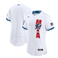 Miami Marlins Team 2021 White All-Star Flex Base Stitched Jersey