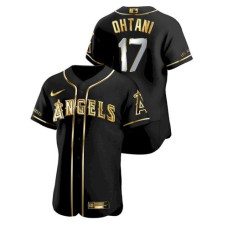 Los Angeles Angels #17 Shohei Ohtani Black Gold Stitched Flex Base Jersey