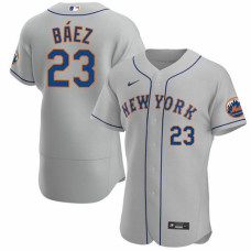New York Mets #23 Javier Baez Gray Anthentic Jersey