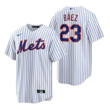New York Mets #23 Javier Baez White Replica Home Jersey