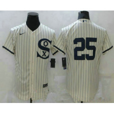 chicago white sox #25 andrew vaughn 2021 cream navy field of dreams flex base stitched jersey