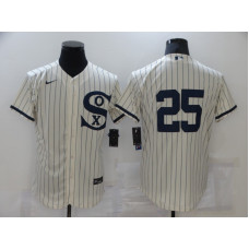 Chicago White Sox #25 Andrew Vaughn 2021 Cream Navy Field of Dreams Flex Base Stitched Jersey