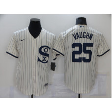 Chicago White Sox #25 Andrew Vaughn 2021 Cream Navy Field of Dreams Name Flex Base Stitched Jersey
