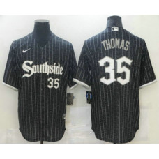 Chicago White Sox #35 Frank Thomas Black With Small Number 2021 City Connect Stitched Cool Base Jersey