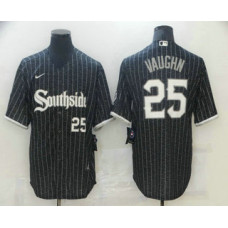 Chicago White Sox #25 Andrew Vaughn Black With Small Number 2021 City Connect Stitched Cool Base Jersey